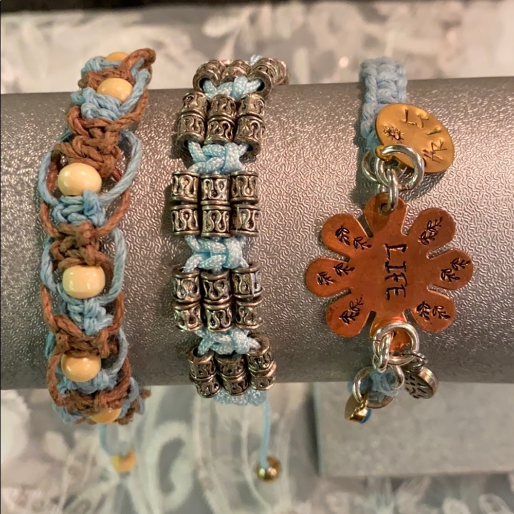 Three Brand New Macramé Bracelet with Beads